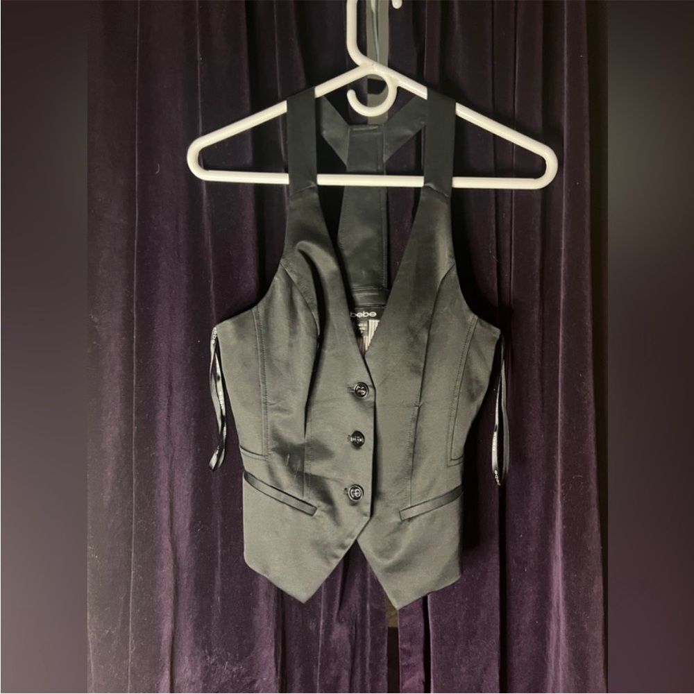 Bebe black vest cute top button up vest small